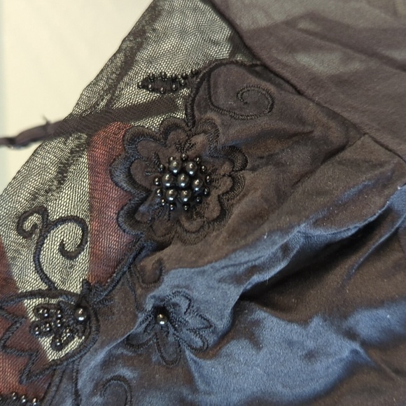 Y2K Victoria's Secret Black Strap Silk Collection Slip Mini Dress Beaded Vtg Y2K - Picture 2 of 11